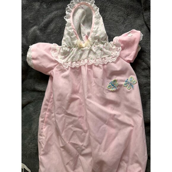 Vtg Cabbage Patch Kids Pink butterflies Preemie Doll Dress Gown 1980s ColecoRARE - Picture 2 of 13
